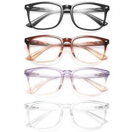 HAPJOYS Blue Light Blocking Reading Glasses for Women Stylish Lightweight Square Readers +2.00 Blue Rays Cheaters Glasses 4 Pack w/Spring Hinges Comfortable Fit