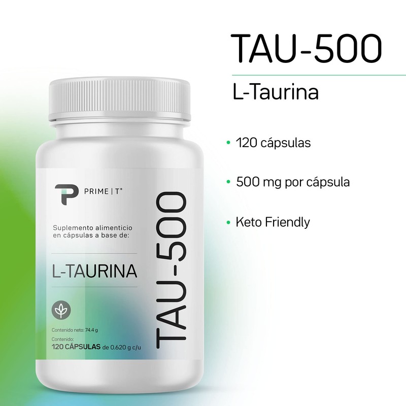 Taurina 120 cáps con 500 mg c/u, 60 porciones de