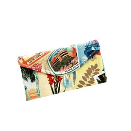 Travel Jewelry Organizer - Retro Travel Fabric Jewelry Case - Clear Pocket Travel Jewelry Wallet - Travel Gift