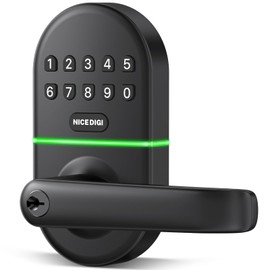 Smart Keypad Door Lock with Handle: NICE DIGI Keyless Entry Digital Lock for Front/Interior Door, Electronic Code Knob, Easy Installation