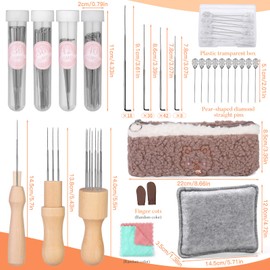 Felting Needles Tool, Needle Felting Kit, Needle Felting Supplies with 4 Size 98 Pcs Needles Felting Needles, Wooden Handle, Wool Felting Pad, Felting Supplies for DIY Felting Wool Projects