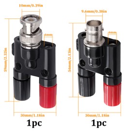 KUOQIY BNC to 2 x 4 mm Dual Banana Socket Binding Post Coaxial Adapter for Oscilloscope Cable, RF Coaxial Splitter Double Connector Jack, BNC to Dual Banana Jack Pack of 2
