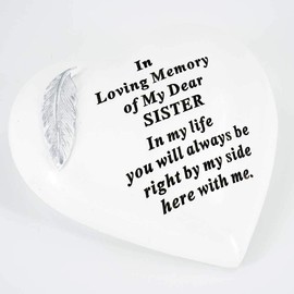 Special Sister Graveside Memorial Feather Heart Grave Plaque Ornament Decoration