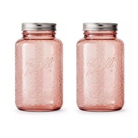 Ball Collectors Edition Vintage Rose Colored Canning Jars, Regular Mouth Quart Jars with Lids and Bands, 32 Oz Each, Pack of 2, 2166214-2PK
