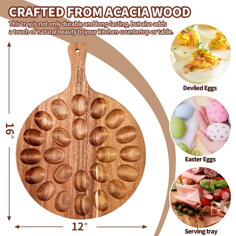 Erwuldor Deviled Egg Platter & Deviled Egg Tray- Acacia Wood