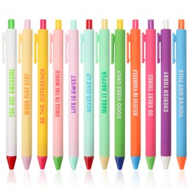 CAIGANS&CM 12 Pcs Retractable Ballpoint Pens with Inspirational Quotes - Positive Affirmation Pens for Office, School, Teachers, Students