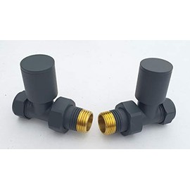 Manissa Anthracite Straight Towel Rail Valves 1/2" /15mm Radiator valves