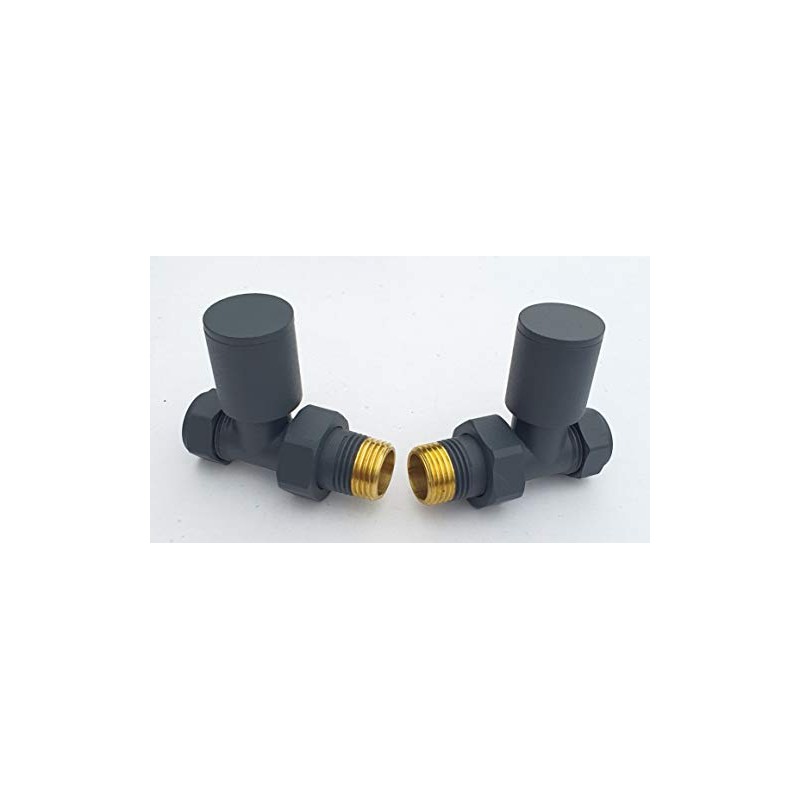 Manissa Anthracite Straight Towel Rail Valves 1/2" /15mm Radiator valves