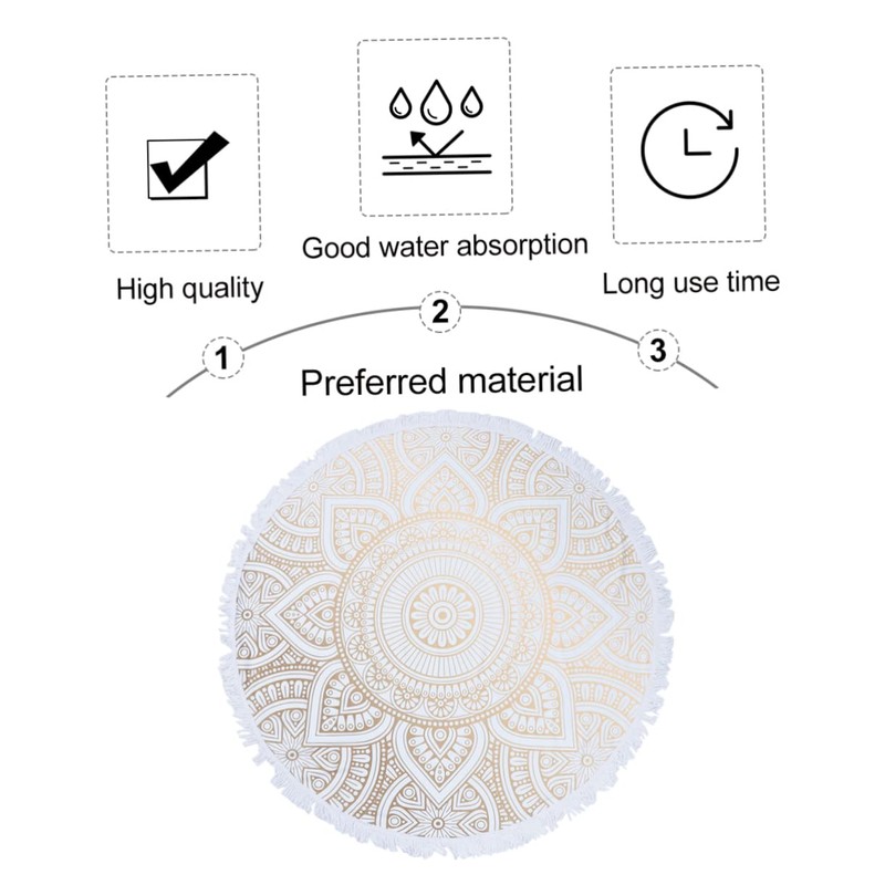 CAXUSD Large Bath Towel Microfiber Beach Towel Mandala Round Tapestry