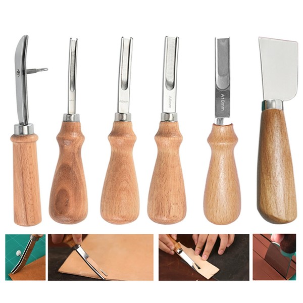Leather Edge Beveller Tool Set of 6,Leather Cutting Knife,French Beveller,Adjustable