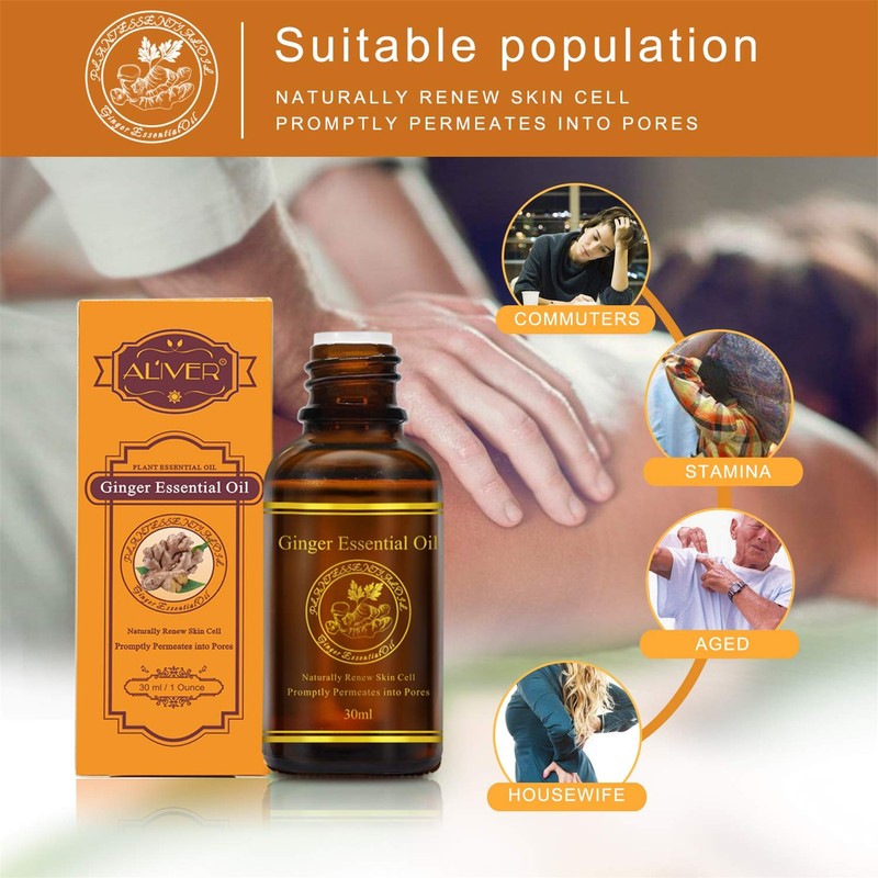 Lymphatic Drainage Ginger Oil, Ginger Essential Oil Massage Oil Body