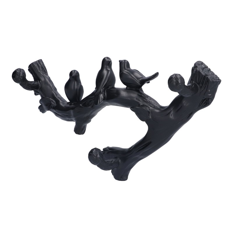 Decorative Hook Black Bird Branch Shape Three Dimensional Wall Mounted