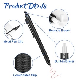 AUAUY 4 in 1 Multicolor Pen,Metal Cased Multifunction Pen,Gravity Sensor Multifunction Pen, 0.5mm 3 Color Ballpoint & 0.5mm Mechanical Pencil Come with Metal Pencil Case（Black）