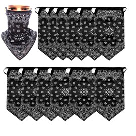 12 PACK Bulk Neck Gaiter Scarf Face Mask Covering Bandanas for Men Women Mask Cover Facemask Balaclava Headbands (Paisley Black)