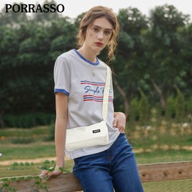 PORRASSO Crossbody Bag Women Casual Shoulder Bag Nylon Messenger Bag Men Sling Bag for Travel Sport Daily Use White