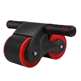 Automatic Rebound Ab Roller, Non-Slip Wheel with Kneel Pad & Phone Holder