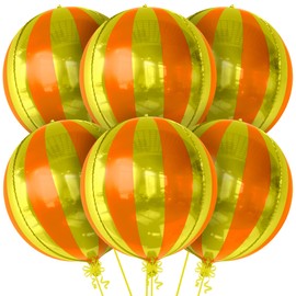 KatchOn, Orange and Gold Balloons - 22 Inch, Pack of 6 | Carnival Foil Balloons Striped, Orange Foil Balloons | Gold Striped Balloons, Striped Foil Balloons Orange, Carnival Theme Party Decorations