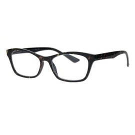 PASTL Womens Reading Glasses Magnified Rectangular Frame Spring Hinge Brown +4