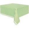 Unique Party 50304 - Plastic Lime Green Striped Tablecloth, 9ft
