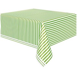 Unique Party 50304 - Plastic Lime Green Striped Tablecloth, 9ft x 4.5ft
