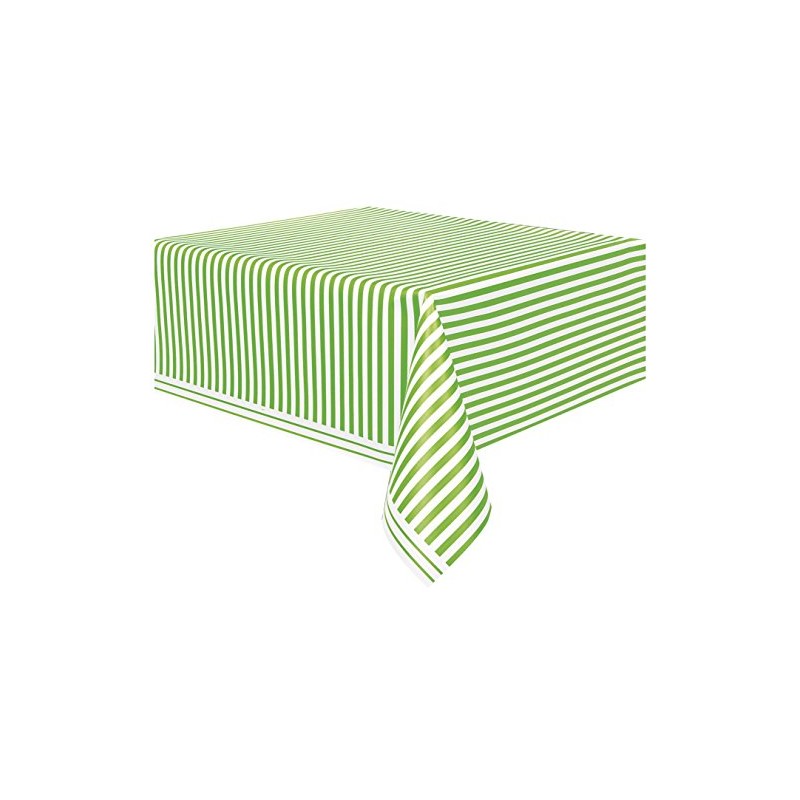 Unique Party 50304 - Plastic Lime Green Striped Tablecloth, 9ft