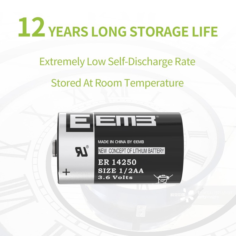 EEMB ER14250 Battery 1/2AA 3.6V Lithium Battery Li-SOCL₂ Non-Rechargeable XL-050F