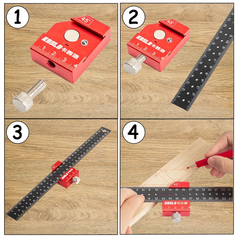 Eabdice 300 mm Combination Angle Carpenter's Square, Positioning Block Parallel