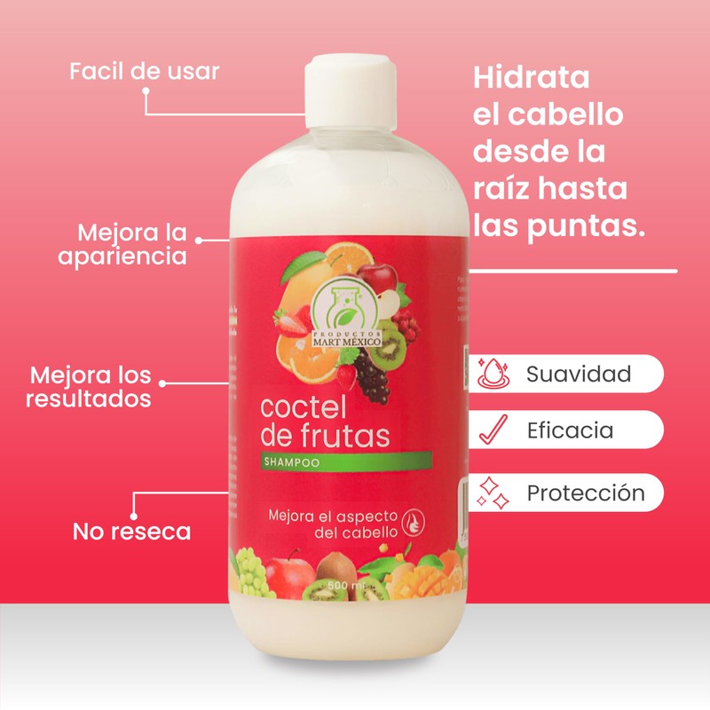 Shampoo Cóctel De Frutas Hidratante Productos Mart Mexico 500 Ml