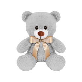 PELUCHERIA| Oso de Peluche Teo. Osito de Peluche con moño. Animales de Peluche Suave, Esponjoso y Resistente. Tam: 25 cm. Elaborado en poliéster. (Gris)