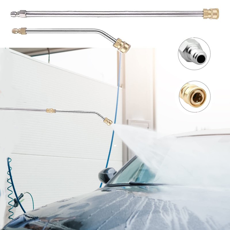 2Pcs Pressure Washer Extension Wand, Extension Lance (13.4"/34cm) + 30°Curved