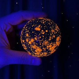 2" Natural Yooperlite Full Moon Sphere Healing UV Glow Stone Crystal Decor Gift