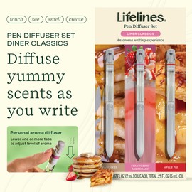 Lifelines Pen Diffuser Set, Diner Classics 3-Pack - 1mm Black Ballpoint Pens with Scented Essential Oil Blends – Aromatherapy Diffuser & Sensory Immersion Diffuse Aroma As You Write