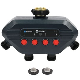 Eden 93443 4-Zone Bluetooth Water Timer |, Stainless Steel Washers Charcoal Gray