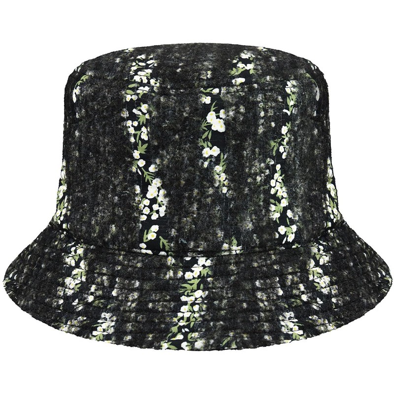 Kangol Women's Needlepunch Floral Bucket Beret Hat, black