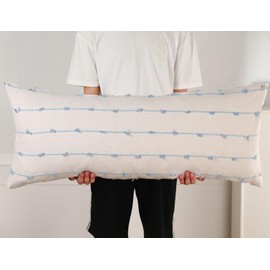 NUYECY Extra Long Body Pillow case 12 x 36 Inch,Striped Pattern Boho Decorative Long Lumbar Throw Pillow Cover,Large Body Pillow Cover for Bed Sofa Couch Farmhouse,Light Blue