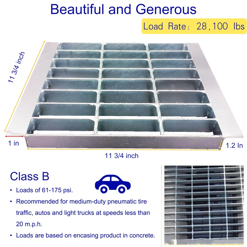MOSINSBO Galvanized Steel Drain Grate with Base, 12x12 Outdoor Drain