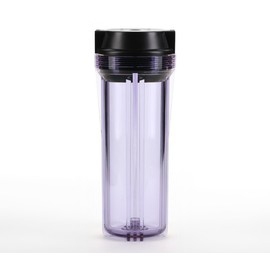 Hydronix HF2-10CLBK12, 10" Clear Housing with Black Flat Cap For RO & Filtration Systems, 1/2" Ports