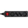 InLine Power strip, black, 4-fold, 2xSchutzkontakt + 2xEuro, 1,5m supply