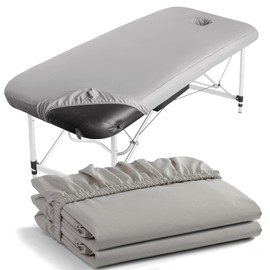 Eqivei Pack of 2 Covers for Massage Table with Hole, Massage Table Cover, Washable, Fitted Cover for Massage Table, Breathable, 70 x 190 x 12 cm, Grey