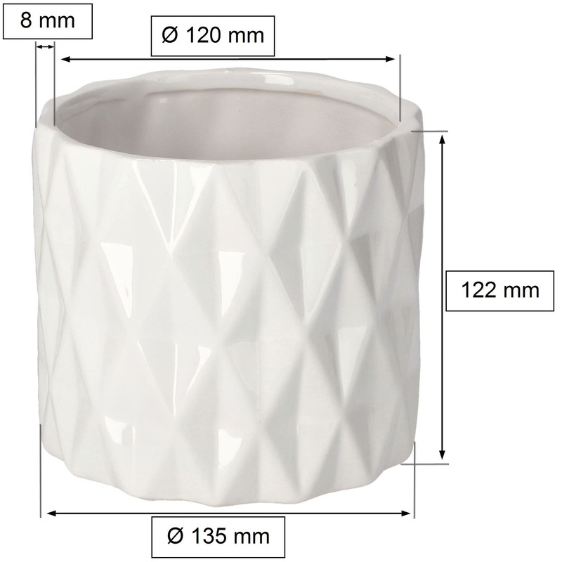 KOTARBAU® Ceramic Flower Pot Diameter 120 mm Planter Glazed White