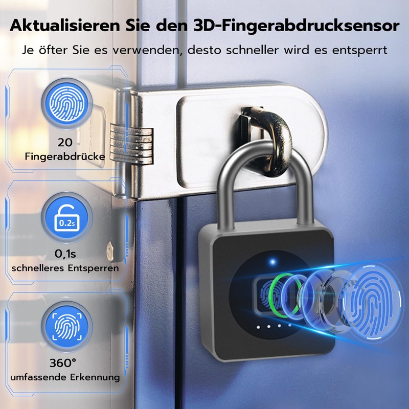 Eseesmart Smart Lock - Lock with Fingerprint Bluetooth App iWatch