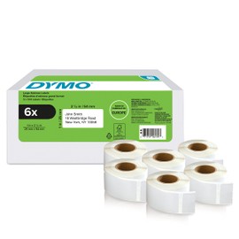 DYMO Original LabelWriter Rücksendeadressetiketten | 25 mm x 54 mm | 6 Rollen mit je 500 leicht ablösbaren Etiketten (3.000 Stück) | selbstklebend | Beschriftungsgerät für LabelWriter Etikettendrucker