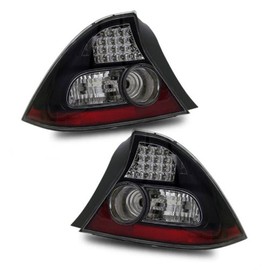 SPPC 2 Door L.E.D Taillights Black Assembly Set for Honda Civic - (Pair) Driver Left and Passenger Right Side Replacement