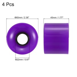 PATIKIL 60mm Longboard Wheels, 4 Pack Skateboard Wheel Street Wheels for Skateboards Cruiser Wheels Replacement 78A, Purple