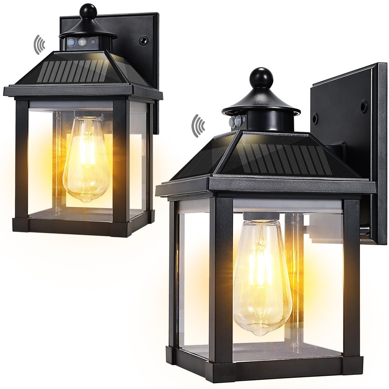 UOOIUMOY 2 Pack Solar Wall Lights Outdoor, Dusk to Dawn
