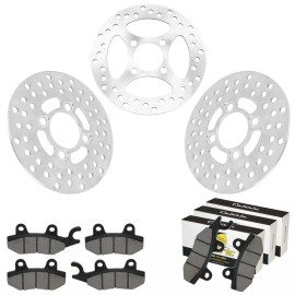 Caltric Front Rear Brake Disc Rotor W/ Pads For Yamaha Raptor 700 YFM700R 2006 2007 2008