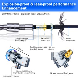 CWPW High Pressure Shower Heads, Handheld Turbo Fan Shower, Hydro Jet Shower Head with 79 Inch Hose,Bracket,Cotton Filters and Bath Loofah, One Key Pause Switch 360 Degrees Rotating (Blue with hose)