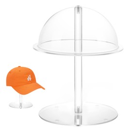 SHUNKAIZS Hat Display Stands, 8'' Durable Acrylic Hat Holder Stand, Domed Cap Rack Stand with Brim, Cowboy Hat Holder Baseball Cap Rack Wig Holder Hat Display Stands for Vendors Salons
