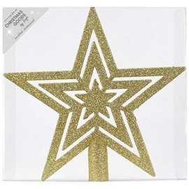 Christmas Tree Topper Plastic 18 cm Star with Glitter Christmas Tree Topper Black