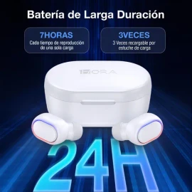 Audífonos in-ear inalámbricos Bluetooth 5.3 con Micrófonos 1Hora TWS blanco